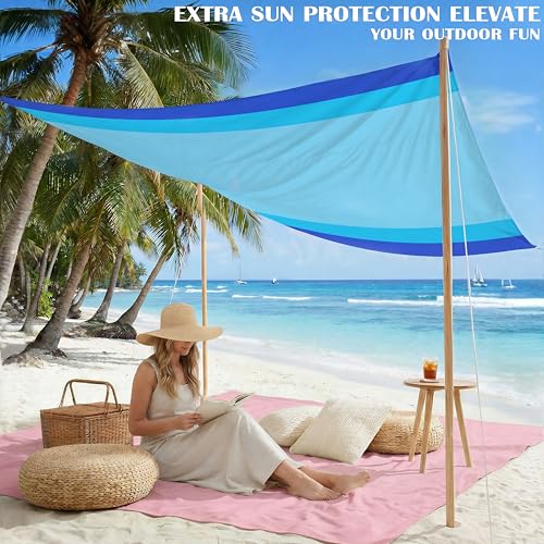 Famstar Beach Blanket Oversized Extra Large 78" X 81",Waterproof Sandproof Beach Blanket 1-7 Adults Lightweight Durable for Travel Camping Hiking Picnic - color: Blue3, size: 78" X 81"
