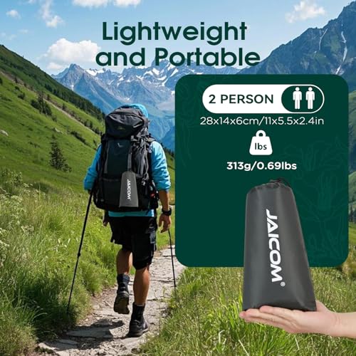 JAICOM Tent Footprint - Waterproof Camping Tarp, 1-6 Person Tent Floor Saver, PU 3000mm Small Tarp for Hiking, Backpacking, Hammock, Beach, Picnic and Other Outdoor Activities - color: 86" X 59" - 2 Person