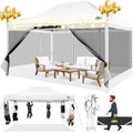 COBIZI 10x15 Canopy Tent with 4 Sidewalls,Heavy Duty Pop up Canopy with Mosquito Netting,Easy up Screen Canopy for Parties Wedding Patio Tent with Handbag,White - color: White, size: 10x15ft(standard)