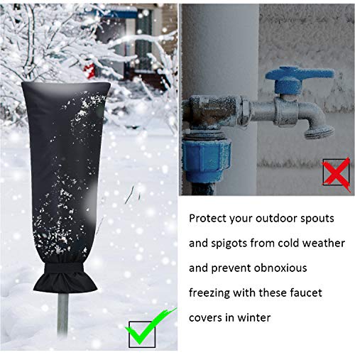 Frienda Outdoor Faucet Cover for Winter Freeze Protection 25'' x 10'' Winter Outside Large Backflow Preventer Insulation Spigot Hose Bib Cover for Garden Lawn Faucet Yard Hydrant(Black,2) - color: Black
