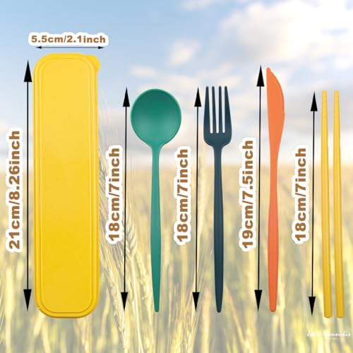 4 Sets Reusable Utensils Set with Case,Camping Cutlery Set Travel Silverware Set with Case Lunch Utensils Set for Work,Utensil Sets for Lunch Picnic Daily Use Outdoor (COLOR B) - color: COLOR B