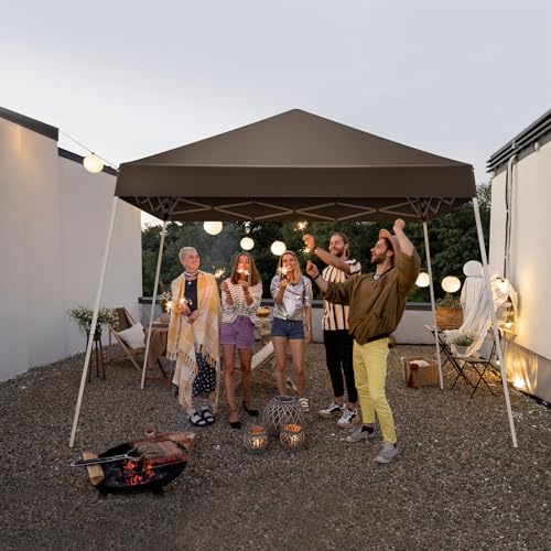 Outvita Canopy 7.8x7.8' Pop Up Commercial Instant Gazebo Tent, Waterproof & UV Protection Canopy Tent with Slant Legs for Party Wedding Birthday BBQ Events - style: 7.8x7.8-gray