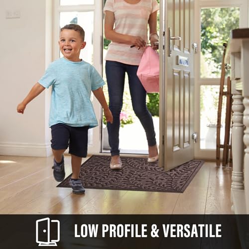 HIYARD Front Door Mat, Absorbent Dirt Trapping Welcome Door Mat Indoor Outdoor, Non Slip Entry Mat, Indoor Outdoor Door Mats, Fade Resistant, Low Profile Doormat for Entryway, 47×32, Coffee - color: Coffee, size: 2'8" x 3'11" (Rectangular)