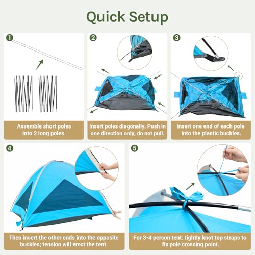 Wolfwise Large Beach Tent Sun Shelter for 3-4 Person, Spacious Sun Shade UPF 50+ UV Protection, Extendable Floor for Privacy, 3 Ventilated Mesh Windows, Carrying Bag, 95 ″x65″x55″,Black Coating - color: Black Coating