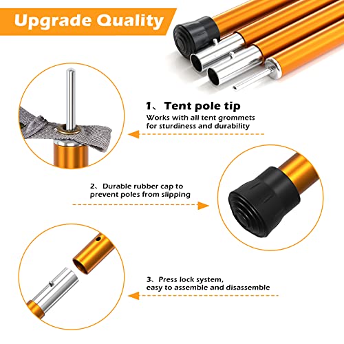 Odoland Adjustable Tarp Poles, Telescoping Aluminum Tent Poles Set of 2, Collapsible Lightweight Poles for Camping, Backpacking and Awnings - size: Thickness 1.4mm