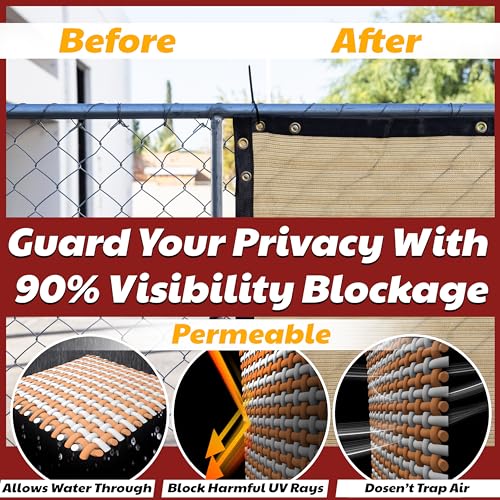 Amgo 4' x 10' White Fence Privacy Screen, Commercial Standard Heavy Duty Windscreen with Bindings & Grommets, 90% Blockage, Cable Zip Ties Included (We Make Custom Size) - color: White, size: 0 4' x 1 0'
