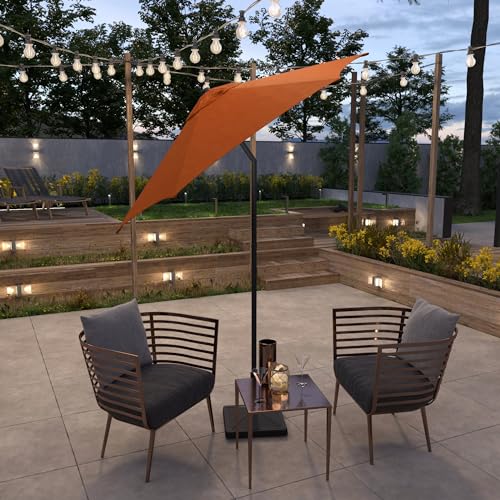 Sunline 7.5 ft Patio Umbrella with Crank & Push Button Tilt, Outdoor Market Umbrella with UV Protection & Wind Vent, Metal Frame for Deck, Pool & Table, Tuscan - color: Tuscan, size: 7.5 foot