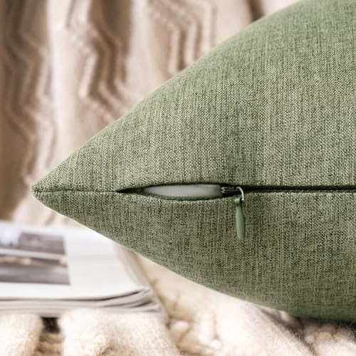 MIULEE Pack of 2 Decorative Outdoor Solid Waterproof Throw Pillow Covers Spring Faux Linen Garden Farmhouse Cushion Cases for Patio Tent Balcony Couch Sofa 16x16 Inch Gray Green - color: Gray Green, size: 16" x 16" (Pack of 2)