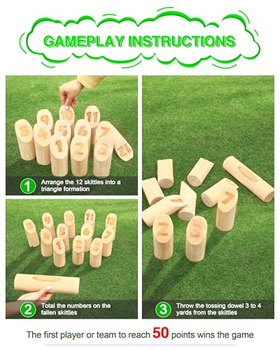 Wooden Tossing Game Set | Wooden Block Throwing Game with Carry Bag | Viking Outdoor Games for Yard, Garden, Lawn – Ideal for Kids, Teens, Adults & Family