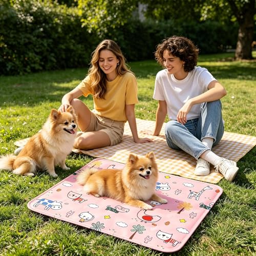Dog Cooling Pad - Gel Cooling Pet Pad | Pressure Activated Chill Crate Mat | 60x50cm Polar Blue + Ice Bear Design | Waterproof Polyester & Polymer Gel | for Travel Car Seat & Sofa - color: A