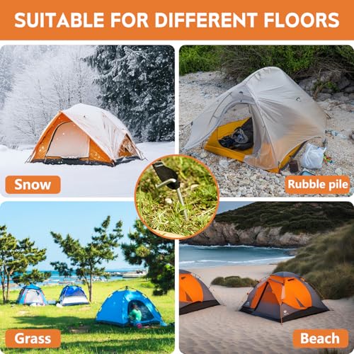 Heavy Duty Metal Tent Stakes 12-Pack for Camping Outdoor Tents Tarps Canopies and Garden Decorations, Galvanized Steel Ground Stakes for Inflatables Yard Landscaping Holiday Setup