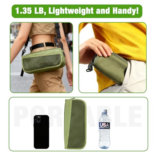 Portable Ultralight Collapsible Camping Stool,Stool Folding Chair,Lightweight Handy Fishing Stool 350 LB,Backpack Pocket Stool for Hiking Picnic Travel with Sunglass Bag and Magnetic Hat Clip - color: Green+large