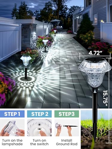SOLPEX Solar Pathway Lights Garden Decor for Yard, Garden Lights Solar Powered Waterproof Landscape Lighting, Solar Outdoor Lights Porch Decor for Path Walkway Driveway (6 Pack Cold White) - color: Cold White, size: 6 PACK