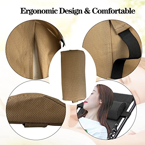 Zero Gravity Chair Set of 2 Replacement Pillow Headrest with Elastic Band, Universal Soft Removable Padded Cushion Head Pillow for Zero Gravity Lounge Chair, Folding Patio Lawn Recliner Chair, Tan - color: Tan, size: 2 Pack