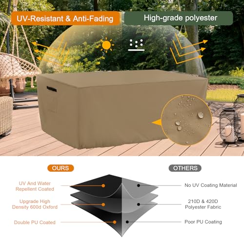 Tempera Retangle Patio Furniture Cover,Outdoor Table Covers Waterproof, Outdoor Dining Set Cover,Heavy Duty Deck Patio Furniture Covers,108''L x 82''W x 27.8''H，Space Grey - color: Grey, size: 108''L x 82''W x 28''H