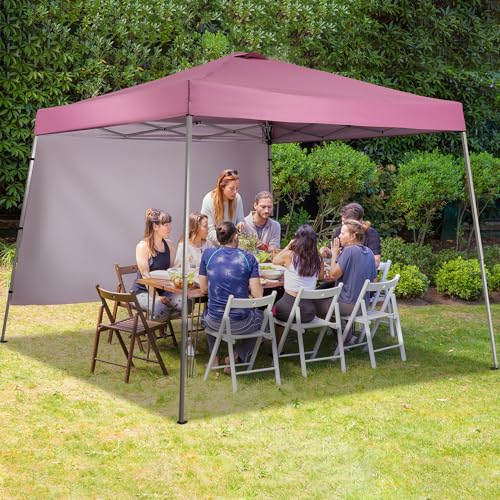 GDY 10x10 FT Pop Up Canopy Outdoor Instant Tent Slant Legs with a Sidewall,Equipment Vents, Portable Gazebo Shelter for Patio, Deck, Beach and Garden,Pink. - color: Pink