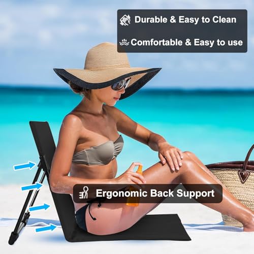 2 Pack Foldable Seat for Poolside Chairs, Portable Outdoor Poolside Chairs for Edge of Pool, Beach Chair, SwimmingPool Accessories, Pool Seats for Edge,Beach Camping Picnic Lawn Accessories-Black - color: Black(2 Pack)