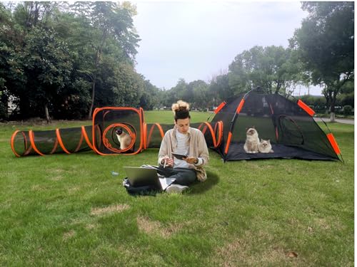4 in 1 Pet Cat and Dog Tunnel Tent Foldable Pet Tent Outdoor Pop Up Pet Playpen Cage Fences House (Styles 4) - style: Styles 4