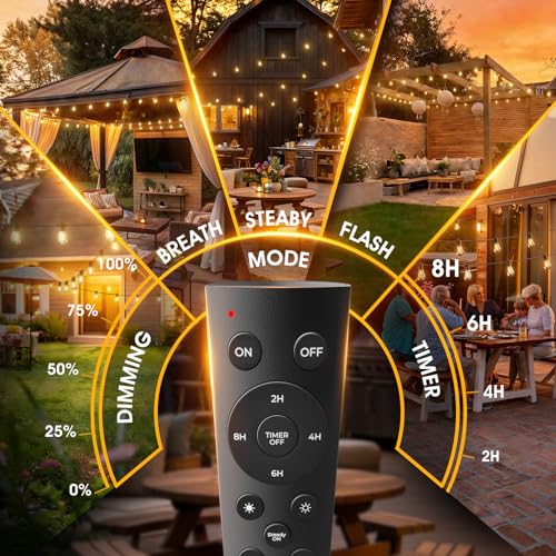 addlon 50FT LED Outdoor String Lights with Edison Shatterproof Bulbs, Weatherproof Strand, Commercial Grade Patio Lights, Decorative for Garden or Patio, Black - size: 50FT