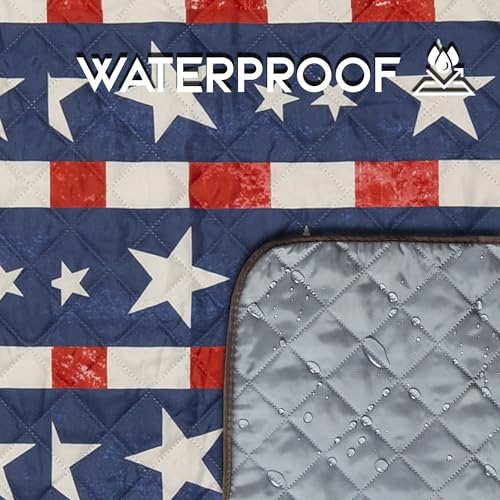 Carstens, Inc. Easy Pack Waterproof Sandproof Picnic Blanket, Lightweight Foldable Outdoor Camping Beach Mat, Large 60"x80", American Plaid - color: American Plaid