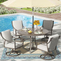 NATURAL EXPRESSIONS 5-Piece Outdoor Patio Dining Set, 4pcs Patio Swivel Rocking Chairs and 38’’ Round Dining Table with 1.65’’ Umbrella Hole - size: 5pcs Dining Sets