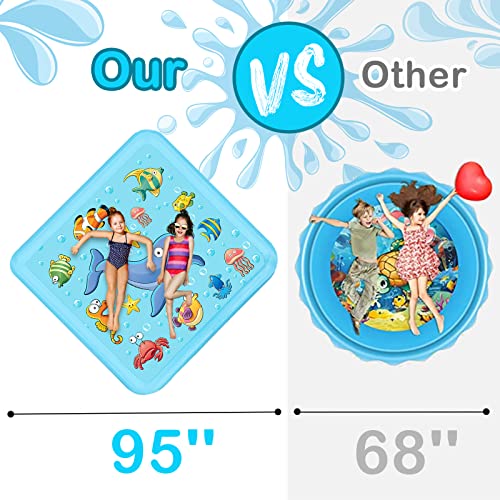Growsland Splash Pad for Toddlers, Outdoor Sprinkler for Kids, 67" Summer Water Toys Inflatable Wading Baby Pool Fun Gifts for 3 4 5 6 7 8 9 Years Old Boy Girl Backyard Garden Lawn Outdoor Games - style: 67''Square