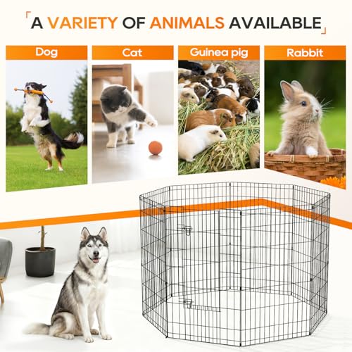 NChanmar Pet Dog Palypen Foldable Portable Metal Dog Fence Pet Exercise Pen Outdoor & Indoor Puppy Palypen Kennel 42 Inch Height 8 Panels w/Door for Camping Yard Lawn and BBQ, Black - size: 42 In