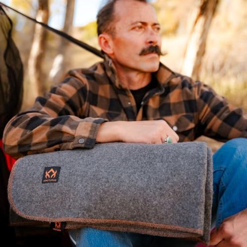 Arcturus Military Wool Blanket - Warm, Thick, Washable - Great for Outdoors, Camping, Stadium Blanket, Picnics, Travel - Car & Bushcraft Survival Kits - color: Military Gray
