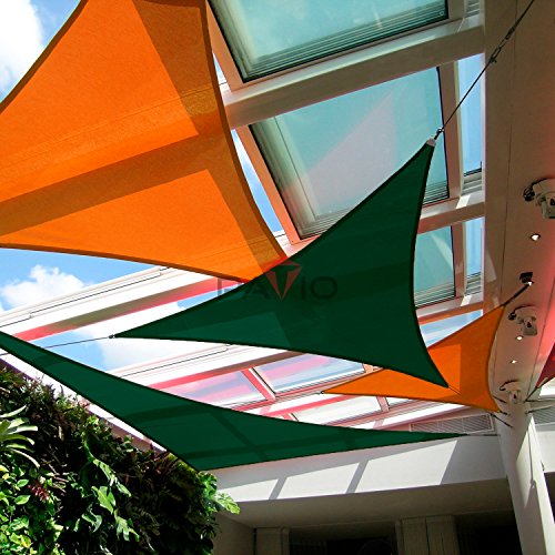 Patio Paradise 2' x 2' x 2' Sun Shade Sail Triangle Canopy Shade Cloth Fabric Sunlight Block Patio Pergola Cover HDPE Deck Awning for Outdoor Backyard Roof Shading, Green - color: Green, size: 2' x 2' x 2'