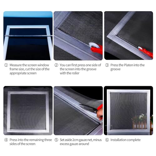 Fiberglass Window Screen Roll 36” x 100’ Easy to Use Black Replacement Window Screens for House Windows or Door - color: Black, size: 36” x 100’