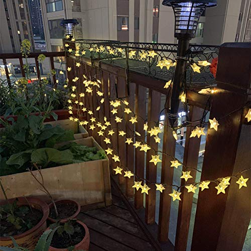 50ft 120 LED Solar Star Fairy Lights, Outdoor Decorative Solar String Lights, Waterproof Ambiance Lighting for Patio Deck,Camper,Gazebo,Girls Themed Room,Garden,Porch,Bush Decor,Warm White - color: Warm White