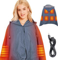 DUKUSEEK Waterproof Heated Blanket, 5V Electric Outdoor Fleece Blanket with Hood, Windproof Stadium Mat for Camping, Picnic, Sports, Football, Concerts, 57'' x 36'',Grey NO Battery NO Charger