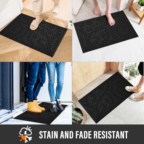 HIYARD Front Door Mat, Absorbent Dirt Trapping Welcome Door Mat Indoor Outdoor, Non Slip Entry Mat, Indoor Outdoor Door Mats, Fade Resistant, Low Profile Doormat for Entrywayy, 36×24, Black - color: Black, size: 2' x 3' (Rectangular)