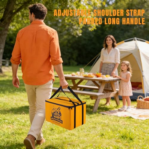 BBQ Insulated Food Bag - 5-Layer Thermal Cooler/Warmer for Grilling, Picnics | Collapsible, Waterproof, Large Capacity (Fits Roasts, Burgers & More) - color: Yellow