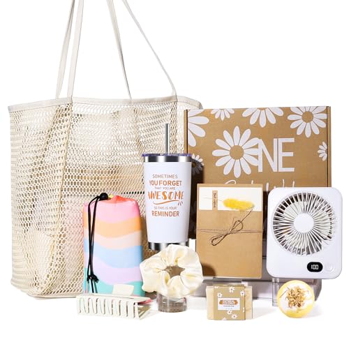 Beferr Mothers Day Beach Gifts Basket for Women, 79" X 83" Beach Blanket Waterproof Sandproof, Beach Mesh Tote Bags, Birthday Baskets for Her Wife Mom Sister Grandma Friend - color: Beige