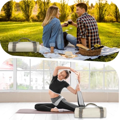 GORGECRAFT 66cm Outdoor Picnic Blanket Carry Strap Portable Cotton Handle Belt Carrier Motorcycle Bedroll Adjustable Straps Holder for Yoga Exercise Mat Carpet Home Camping Travel Beaches Rug - color: Dark Slate Gray
