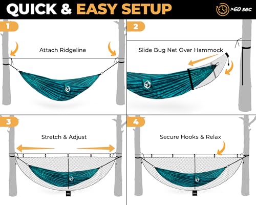 Foxelli XL Hammock Net – 12ft Net for Hammocks, Lightweight Portable Hammock Netting, Fast and Easy Set Up, Fits All Camping Hammocks