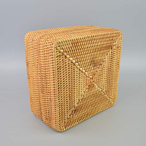 i-lan Natural Rattan 4 Compartments Cooking Utensil Silverware Organizer Holder Cosmetics Storage Box Cutlery Caddy Flatware Serving Basket (180mm 4-Compartment Box) - size: 7"(square 4-section)