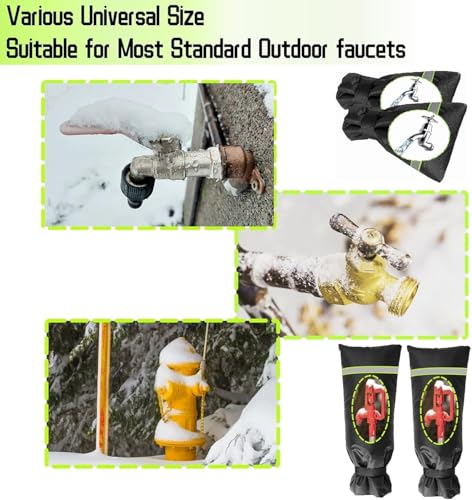2 Pack Outdoor Faucet Covers for Winter, 15" W x 35" H Outside Yard Hydrant Protector Socks Winter, Insulated Hose Bib Protector Cover, Spigot Pipe Cover Freeze Protection Black - size: 15" W x 35" H - 2 PACK