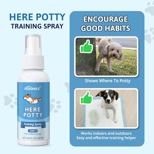 Dog Potty Training Spray Kit: Here Potty Trainer & Not Here Bitter Deterrent Spray - Anti Chew Stop Peeing Urine Marking - Indoor & Outdoor Grass Pad Toilet Spot Odor Repellent for Puppies Dogs