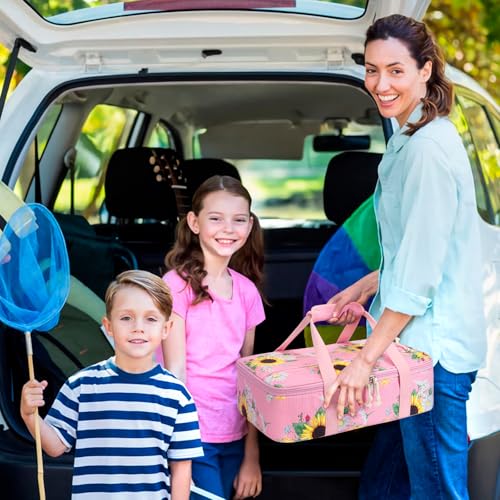 Corduroy Casserole Carrier, Insulated Lasagna Lugger for Hot/Cold Food, Fits 9" x 13" Baking Dish, Thermal Lunch Tote for Potluck & Picnic-Corduroy Daisy - color: Corduroy Daisy, size: 16x10x4 in