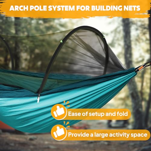 Chihee Ultra-Light Travel Camping Hammock Pop-up Net Hammock 660lbs Load Capacity,Breathable,Quick-Drying Parachute Nylon 2 Premium Carabiners,2 Tree Slings Included for Outdoor Backpacking Hiking - color: Blue/Dark Blue