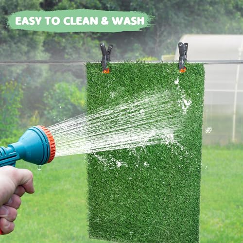 Dog Grass Pad With Tray, 25" x 20" Potty for Puppy Training, Reusable Artificial Pee Pad, Indoor/Outdoor Pet Toilet Loo, 3-Layer System - size: M 25x20x2.4IN-1 Grass Pad