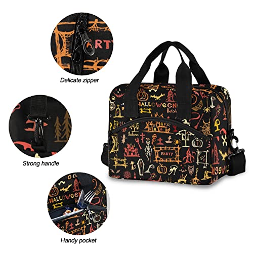 Halloween Insulated Lunch Bag Reusable Lunch Tote Bag Cooler Bag for Women Men Adult Lunch Box with Adjustable Shoulder Strap Leakproof Lunch Bag for Work School Picnic Camping - color: Halloween