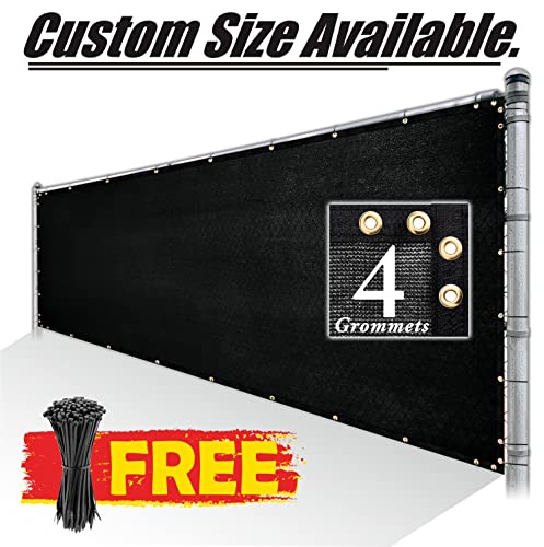Royal Shade 4' x 8' Black Fence Privacy Screen Windscreen Cover Netting Mesh Fabric Cloth - Cable Zip Ties Included (We Make Custom Size) - color: Black, size: 0 4' X 0 8'