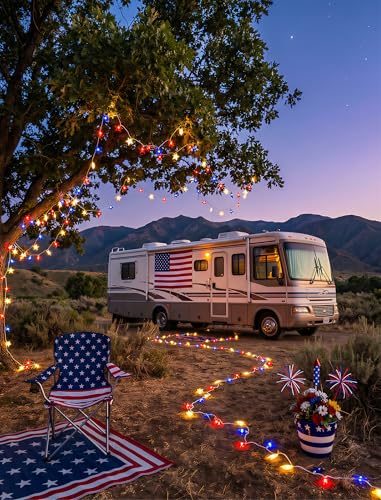 Red White Blue Stars String Lights, 8.5Ft 4th of July Decorations Lights with 10 Red White Blue Lights, Plug in Stars String Lights Outdoor for Independence Day Memorial Patriotic Party Gift Decor - color: 10 Lights Star Red White Blue