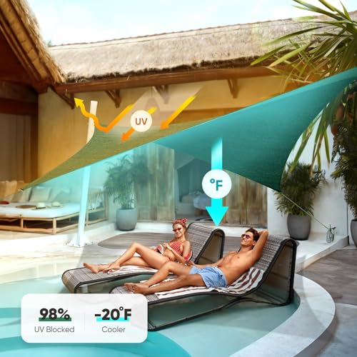 Quictent 185G HDPE Rectangle Sun Shade Sail Canopy 98% UV Block Outdoor Patio Garden with Hardware Kit (Green) 20x16ft - color: Green, size: 20 x 16 ft, style: Rectangle