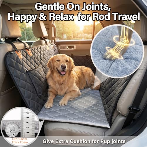 JoyBlooms Dog Bed for Car Back Seat, Dog Cooling Mat with 1.1in/2.8cm Thick Foam, Cooling Anti-Slip Washable Back Seat Pet Bed, 51.6in x 22.6in Fit on Backseat Extenders of SUVs and Small Trucks,Gray - color: Gray