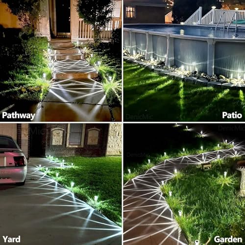 DenicMic Solar Lights Outdoor 10 Pack Waterproof 6000K Cold White LED Stainless Steel Stake Outside Lights for Yard Pathway Garden Driveway Walkway Landscape Path Lighting - color: Cold 10Pack