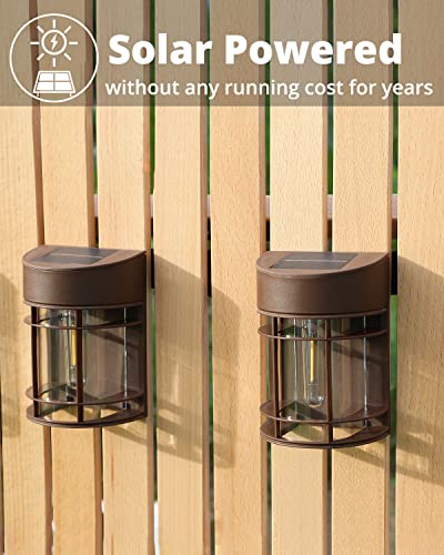 Solar Fence Lights, 8 Pack Deck Light Waterproof Solar Outdoor Lights for Garden Fence Post Backyard Decor, Brown - color: Brown, size: 8 Pack